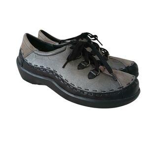 ZIERA Allsorts Lace Up Oxford Shoes Women's 39/9 Gray Brown Leather Comfort